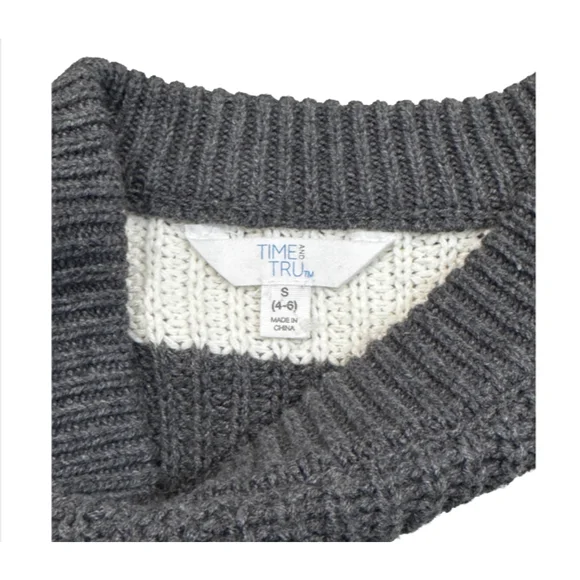 Time & Tru Black, White, and Gray Striped Midweight Sweater - Picture 3 of 4